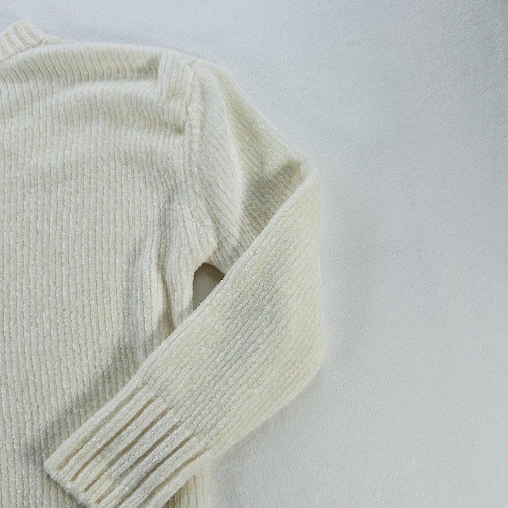 Christian Siriano Sweater Womens Small White Ribbed Knit Crewneck Pullover Soft - Picture 16 of 16